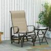 1-Person Outdoor Glider Swing, Single Rocker, Lightweight Metal, Mesh Fabric, 352lbs Capacity, Tan/Brown