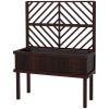 Raised Garden Bed with Trellis Wooden Elevated Planter Box Outdoor for Climbing Plants with Drainage Carbonized