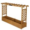 Raised Garden Bed with Trellis, Hanging Roof, Planter Box, Drainage Holes, Vertical Plant Container for Vine Climbing Plant Flower