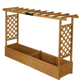 Raised Garden Bed with Trellis, Hanging Roof, Planter Box, Drainage Holes, Vertical Plant Container for Vine Climbing Plant Flower