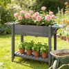 Wooden elevated flowerpot box, elevated garden bed, planting box, gray