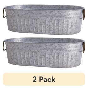 (2 pack)Galvanized 4 Gallon Oval Tub