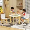 Kids Table and Chair Set, 3-Piece Toddler Table with 2 Chairs, Cute Bear-Back Chairs, Sturdy Wooden Activity Table Set for Kids, Playroom, Bedroom