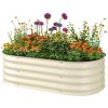 3.4' x 2' x 1' Galvanized Raised Garden Bed Kit, Metal Planter Box with Safety Edging, Cream