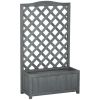46" Wooden Planter with Trellis, Raised Garden Bed to Grow Vegetables, Herbs, Flowers for Backyard, Patio, Gray