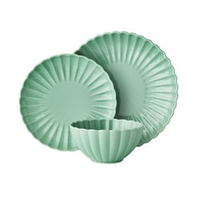 Colette 12-Piece Stoneware Dinnerware Set, Green