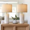PoKat 23" Modern Ceramic Table Lamp Set of 2 for Living Room White Desk Lamps for Bedroom Farmhouse Bedside Nightstand Bedside Lamp End Table Lamps Be