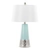 Penelope 22" Contemporary Ceramic Table Lamp with Tiffany Blue & Silver Ceramic Body and White Shade by