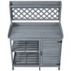Potting Bench Table, Outdoor Gardening Wooden Workstation with Storage Cabinet, Storage Shelves, 43 x 18 in Wood Tabletop