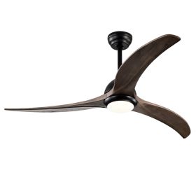 52" Solid Wood Blades Ceiling Fan, Indoor Ceiling Fan With Light with Remote Control, Noiseless Reversible Motor, 6 Speed ,3 Color