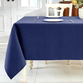 Textured Linen Table Cloth for Rectangle Table - Navy Blue Tablecloths Rectangular Waterproof Wrinkle Free Wipeable Dining Table Cover for Spring