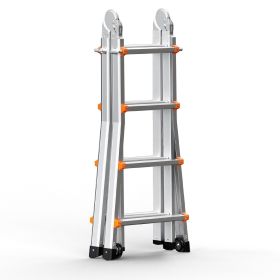 Telescoping Ladder A Frame, 15.5 FT Compact Aluminum Extension Ladder, Multi-Function Portable Collapsible RV Ladder