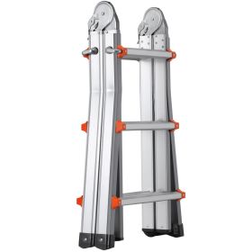 Telescoping Ladder A Frame, 11 FT Compact Aluminum Extension Ladder, Multi-Function Portable Collapsible RV Ladder