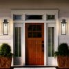 20"(H) Set of 2 Modern Outdoor Wall Lanterns with Black Metal Frame and Clear Glass, Weatherproof Wall Sconces for Porch, Garage, or Entryway Lighting