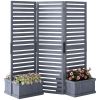Wood Privacy Screen w/ 4 Planter Box, Raised Bed w/ 3 Panels & Drainage Holes