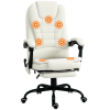 7-Point Vibrating Massage Chair, Reclining Office Chair with Footrest, Reclining Back, Adjustable Height, White