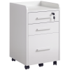 3 Drawer File Cabinet with Lock and Edged Top, Lockable Filing Cabinet on Wheels with Hanging Bars for Letter and A4 Size, White