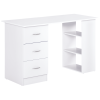 47 Inches Home Office Desk with 3-Tier Storage Shelves, Computer Desk with Drawers, Study Writing Table, White