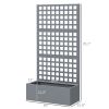 Galvanized Raised Garden Bed Planter Box with Trellis for Climbing Plants, Vegetable, Vines, 35" x 16" x 70", Gray