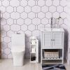 Toilet Paper Cabinet, Small Bathroom Corner Floor Cabinet with Doors and Shelves, Thin Storage Bathroom Organizer for Paper Shampoo, White
