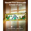 Stained Glass Window Panel, 35.2" x 13.1" Tiffany Style Hanging Transom Window Panel with Chain, Large Horizontal Rectangle Stain Glass