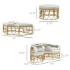 Patio Furniture Set, Round Outdoor Daybed with Retractable Canopy, Hollow Wicker PE Rattan Sectional Sofa with Cushions for Pool, Lawn, Beige