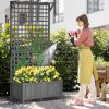 Wood Planter with Trellis for Vine Climbing, Raised Garden Bed, Privacy Screen for Backyard, Patio, Dark Gray