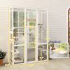 Outdoor Catio Cat Enclosure, Large Wooden Cat House with 6 Jumping Platforms, Scratching Post, 2 Ramps, for 2-3 Kittens