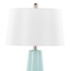Penelope 22" Contemporary Ceramic Table Lamp with Tiffany Blue & Silver Ceramic Body and White Shade by
