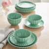 Colette 12-Piece Stoneware Dinnerware Set, Green