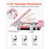 Kids Study Chair and Desk Set, Study Desk and Chair for Kids with Table Lamp, Adjustable Height & 0-40° Tilted Desktop Kids Desk and Chair