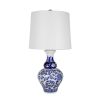 D14x27.6" Blue and White Round Ceramic Vase Lamp