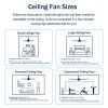 52" Ceiling Fan with Lights Quiet DC Motor 3 ABS Blade Ceiling Fans 6 Speed Levels,Reversible Ceiling Fan, for Patio Living Room, Bedroom, Office