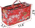 Printing Handbag Organizers Inside Purse Insert-High Capacity 13 Pockets Bag Organizer with Handle Fashion Style (Festive Flower