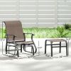 Outdoor Glider with Ottoman, Patio Glider Chair Set with High Back, Wide Seat for Porch, Garden, Backyard, Brown