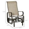1-Person Outdoor Glider Swing, Single Rocker, Lightweight Metal, Mesh Fabric, 352lbs Capacity, Tan/Brown