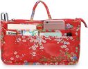 Printing Handbag Organizers Inside Purse Insert-High Capacity 13 Pockets Bag Organizer with Handle Fashion Style (Festive Flower