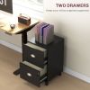 2-Drawer Small Filing Cabinet Lockable Home Office Storage Cabinet with Adjustable Hanging Bars for A4 Letter Black