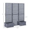 Wood Privacy Screen w/ 4 Planter Box, Raised Bed w/ 3 Panels & Drainage Holes