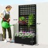 Galvanized Raised Garden Bed Planter Box with Trellis for Climbing Plants, Vegetable, Vines, 35" x 16" x 70", Black