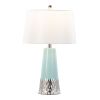 Penelope 22" Contemporary Ceramic Table Lamp with Tiffany Blue & Silver Ceramic Body and White Shade by