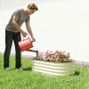 3.4' x 2' x 1' Galvanized Raised Garden Bed Kit, Metal Planter Box with Safety Edging, Cream
