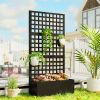 Galvanized Raised Garden Bed Planter Box with Trellis for Climbing Plants, Vegetable, Vines, 35" x 16" x 70", Black