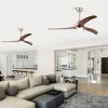 52" Solid Wood Blades Ceiling Fan With Light with Remote Control, Noiseless Reversible Motor, 6 Speed ,3 Color , for Patio Living Room, Bedroom