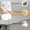52 Inch Wooden Ceiling Fan With 18W Led Light 3 Solid Wood Blades Remote Control Reversible DC Motor For Home