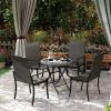 Set of 4 Outdoor Wicker Dining Chairs with Armrest, Steel Frame, Highback and Deep Seating, Brown