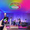 21" Modern Rustic Ceiling Fan Light with LED RGB Mood Lighting, Rope Woven Design, Quiet Fan, Semi Flush Mount for Bedroom, Living Room