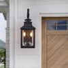 23"(H) 2-Pack Outdoor Wall Lantern Light – Vintage Black Metal Sconce with Clear Seeded Glass for Porch, Patio, and Garden (Bulb Not Included)