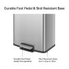 Kitchen Trash Can, 13.2 Gallon Stainless Steel Step Garbage Bin with Soft Close Lid, Silver