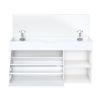 Entryway Bench with Shoe Storage,Adjustable 3-Tier Flip-Up Drawers & Hidden Cabinet,Space-Saving Shoe Organizer,Triple Storage and Modern Design